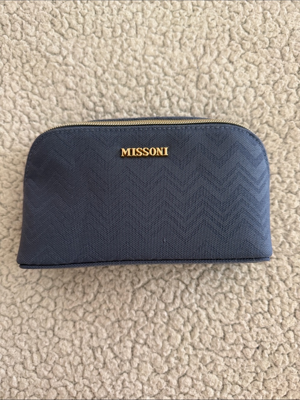 Missoni Delta One Lt Blue Chevron Zip Amenity Kit with Gold Logo